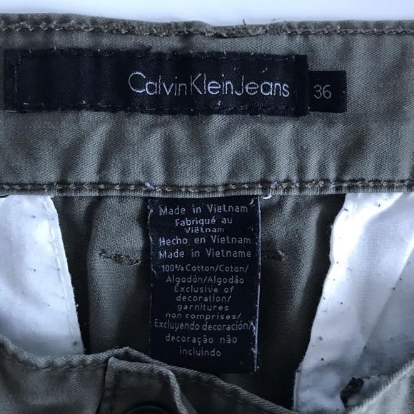 Calvin Klein Khaki Army Green Mens 100% Cotton Jeans - Picture 11 of 16